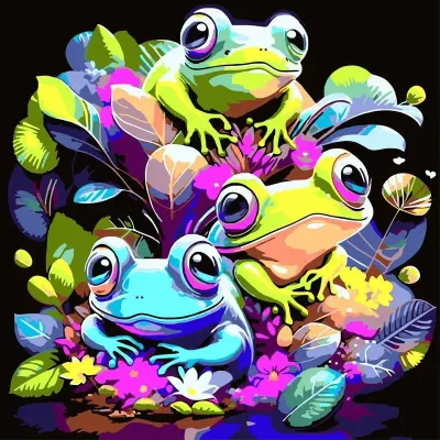 Frogs - Tela Numerada Black